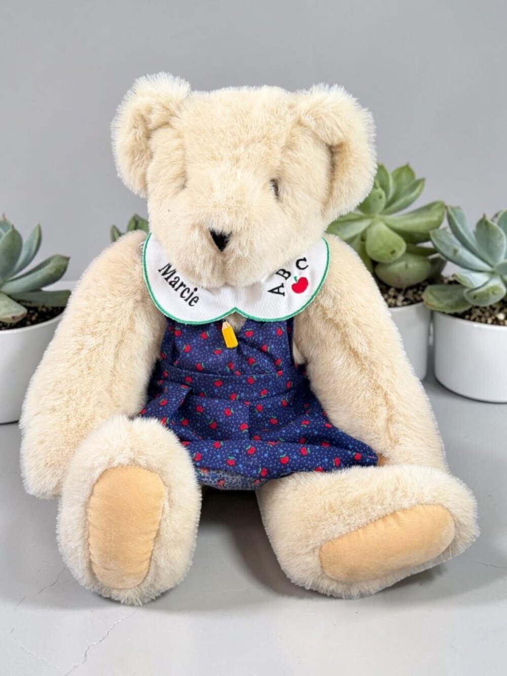 Vermont Teddy Bear Plush ABC Apple Dress Marcie Schoolcore Muffy Style 16”